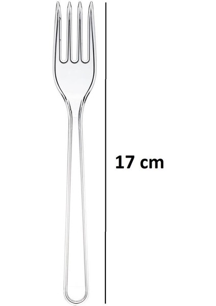 300 Adet Lüks Esnek Şeffaf Çatal 17 cm