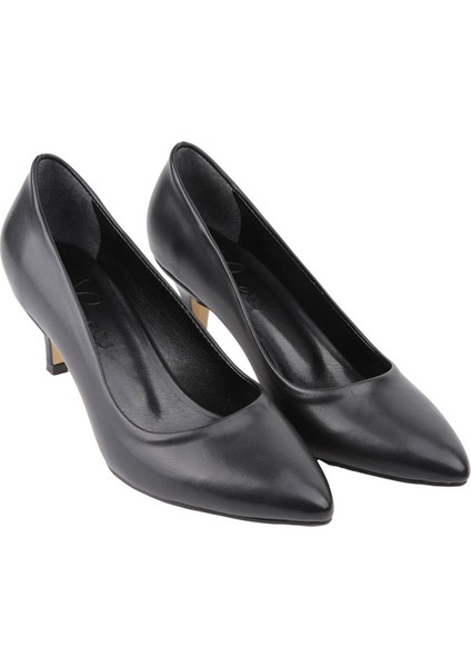25BY11.6000 Sıyah Cılt Stıletto Topuklu Ayakkabı modelleri