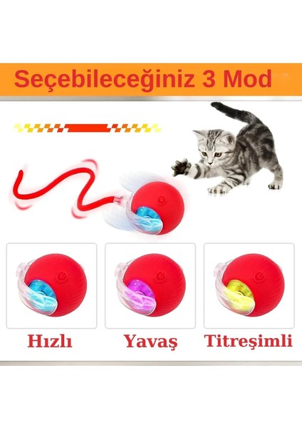 Luxury Lüx Hareketli Şarjlı Işıklı 360 Derece Dönen Akıllı Oyun Topu Kuyruklu Intertif Kedi Köpek Oyun Topu 1 Adet fiyatları