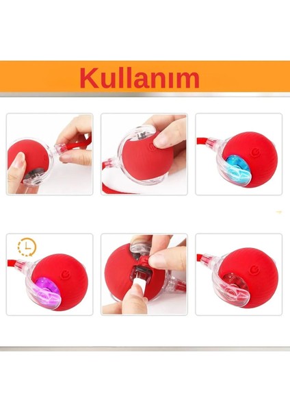 Luxury Lüx Hareketli Şarjlı Işıklı 360 Derece Dönen Akıllı Oyun Topu Kuyruklu Intertif Kedi Köpek Oyun Topu 1 Adet indirimleri