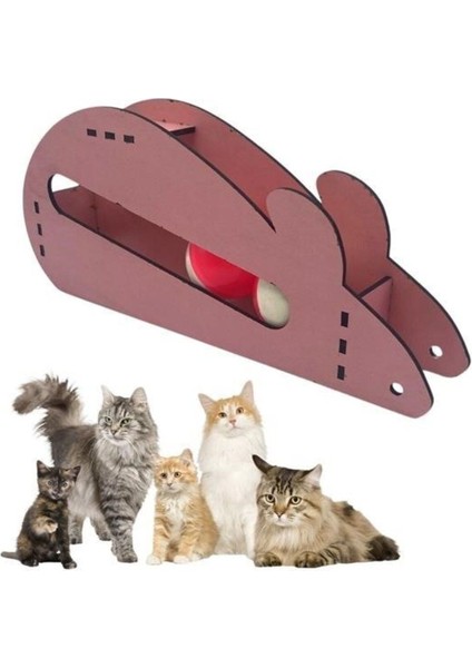 Luxury Buffer® Fare Kedi Oyunu Ahşap 2 Toplu Kedi Oyuncağı Tahta Kedi Oyunu Tahta Fare ve Toplu Oyuncak 1 Adet