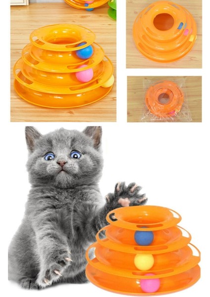 Luxury 3 Katlı Kedi Oyuncağı Dairesel Kedi Oyuncağı Kedi Tower Turuncu Oyun Seti Kedilerinizin Vakit Geçir 1 Adet