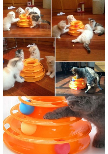 Luxury 3 Katlı Kedi Oyuncağı Dairesel Kedi Oyuncağı Kedi Tower Turuncu Oyun Seti Kedilerinizin Vakit Geçir 1 Adet fiyatları