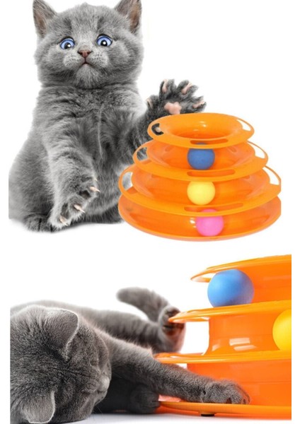 Luxury 3 Katlı Kedi Oyuncağı Dairesel Kedi Oyuncağı Kedi Tower Turuncu Oyun Seti Kedilerinizin Vakit Geçir 1 Adet modelleri