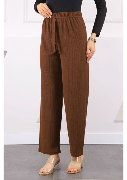 Kahverengi Bürümcük Bol Paça Pantolon modelleri
