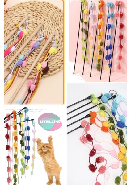 Luxury Interaktif Oyuncaklar Çan Şerit Kutup Teaser Kedi Püskül Oyuncak Peluş Toplar Kedi Oyuncağı Kaliteli 1 Adet