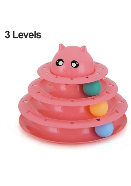 Luxury 3 Katlı Kedi Oyuncağı Kedi Başlıklı. Pembe 1 Adet