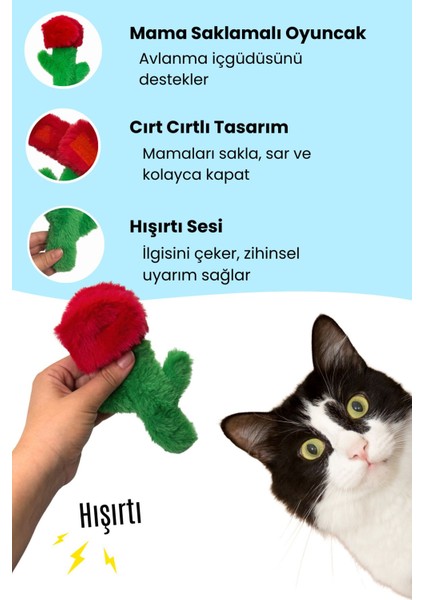 Luxury 2'li Kedi Oyuncak Seti Mama Saklamalı Peluş Gül ve Catnipli Hışırtı Sesi Çıkaran Peluş Şişe 1 Adet fırsatları