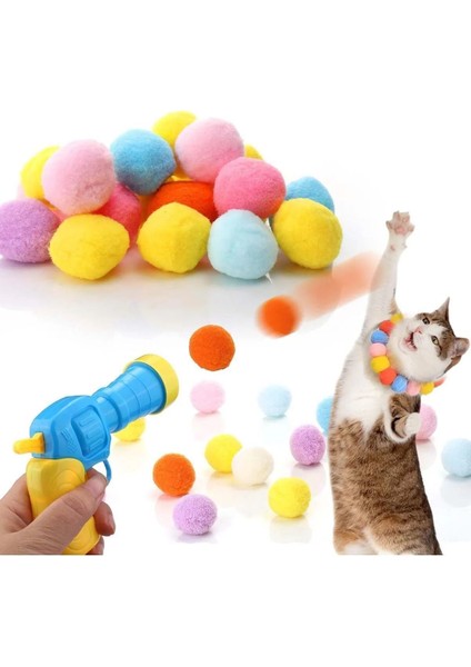 Luxury Interaktif Kedi Oyun Tabancası - Peluş Toplarla Eğlenceli Oyun Zamanı + Ekstra Peluş Toplar 1 Adet