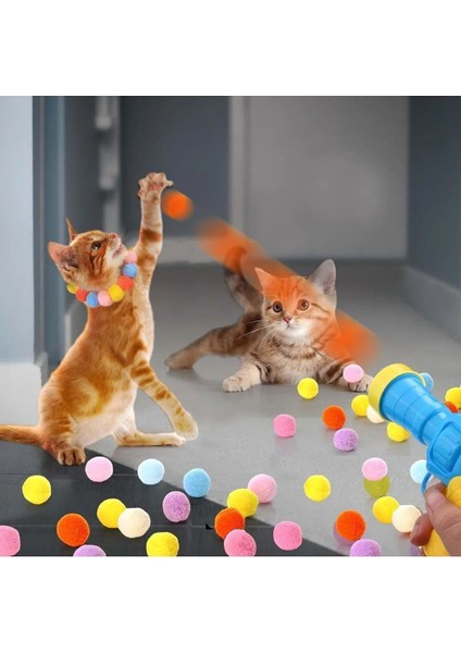 Luxury Interaktif Kedi Oyun Tabancası - Peluş Toplarla Eğlenceli Oyun Zamanı + Ekstra Peluş Toplar 1 Adet