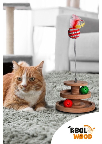Luxury Ahşap Katlı Çok Amaçlı Kedi Oyuncağı 1 Adet
