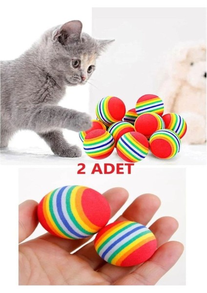 Luxury 2 Adet Gökkuşağı Renkli Kedi Köpek Oyun Topu 4,2 cm 1 Adet