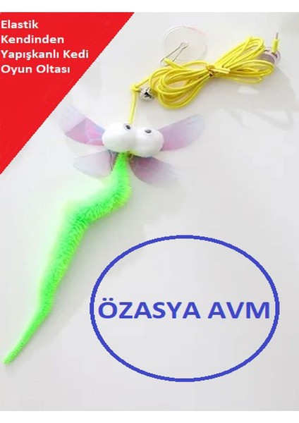 Luxury Kelebek Desenli Elastik Kendinden Yapışkanlı Kedi Oyun Oltası 1 Adet