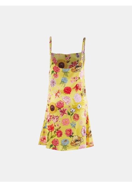 Saten Askılı Elbise Gecelik Rose Desen fırsatları