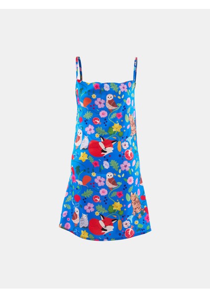 Saten Askılı Elbise Gecelik Florus Desen modelleri