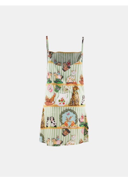 Saten Askılı Elbise Gecelik Antik Desen fırsatları