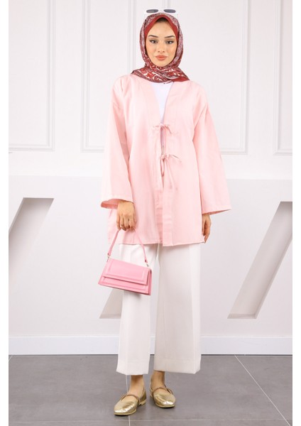 Pudra Ön Bağlamalı Kimono
