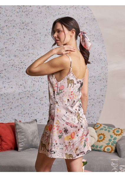 Saten Askılı Elbise Gecelik Vegas Desen fiyatları