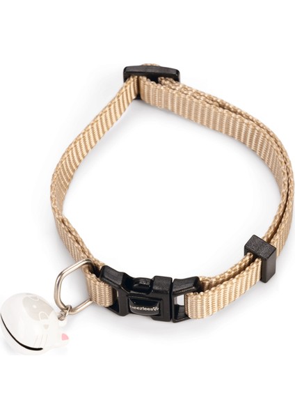 Kedi Boyun Tasması, Zilli, Bej, 20-30CM