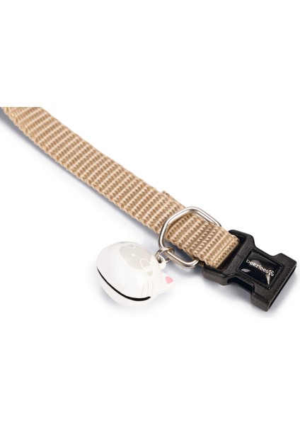Kedi Boyun Tasması, Zilli, Bej, 20-30CM