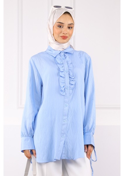 Bebe Mavi Kol Bağlamalı Gömlek