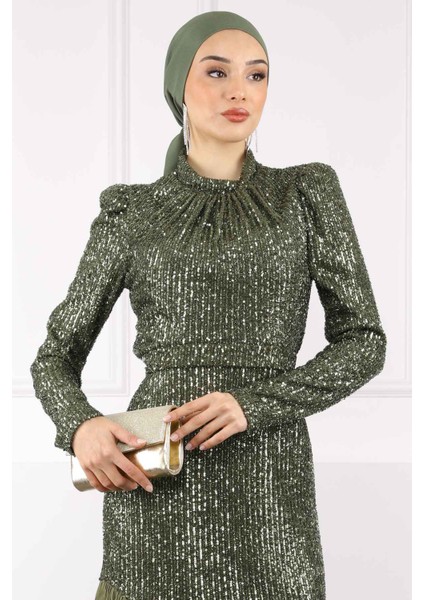 Haki Payetli Eteği Piliseli Abiye fırsatları