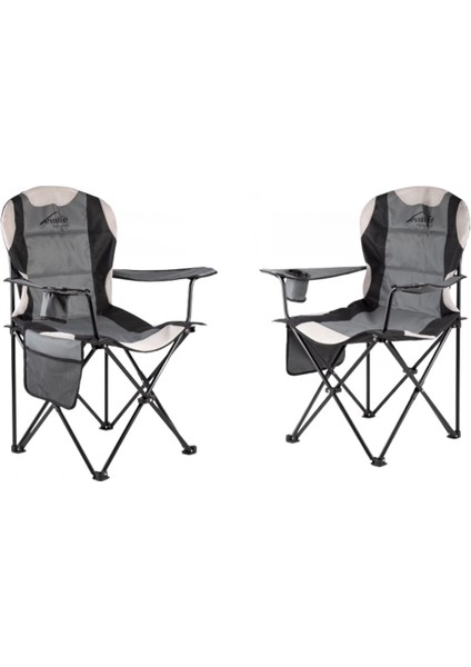 2 Adet Evolite Ultra Uzun Ömürlü Kamp Sandalyesi Gri Kamp Koltuğu Geniş Oturma Alanı
