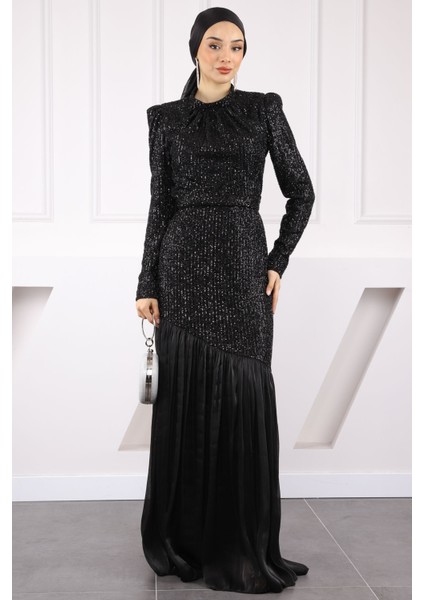 Siyah Payetli Eteği Piliseli Abiye fiyatları