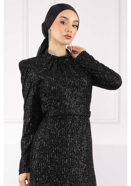 Siyah Payetli Eteği Piliseli Abiye fırsatları