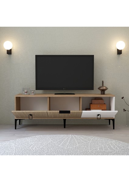 3502 Neva Tv Ünitesi 150 cm 3 Kapaklı Beyaz - Yunus - Sepet