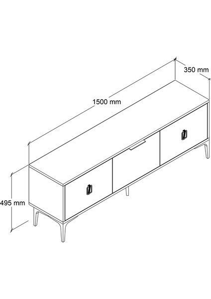 3503 Neva Tv Ünitesi 150 cm 3 Kapaklı Yunus - Sepet