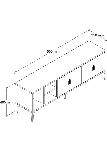 3504 Era Tv Ünitesi 150 cm Kapaklı Raflı Sepet - Beyaz