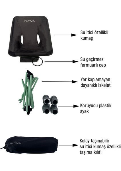 Chair Ones-Hp Yer Kaplamaz Hafif Katlanır Kamp Piknik Sandalyesi