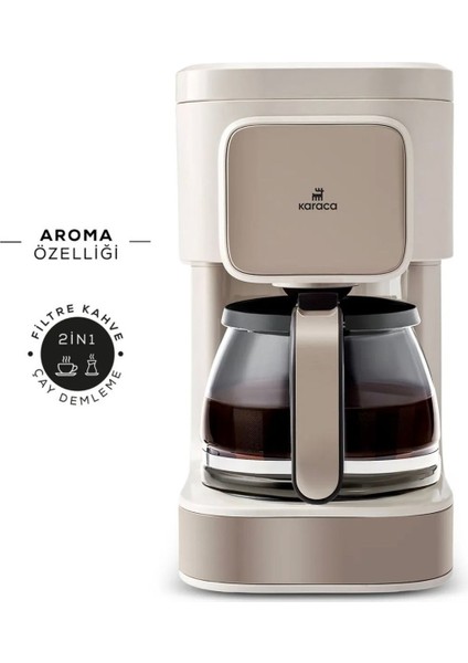 2 In 1 Coffe Aroma Çay ve Filtre Kahve Demleme Makinesi, Cam Demlik, Susuz Çalışma Emniyeti