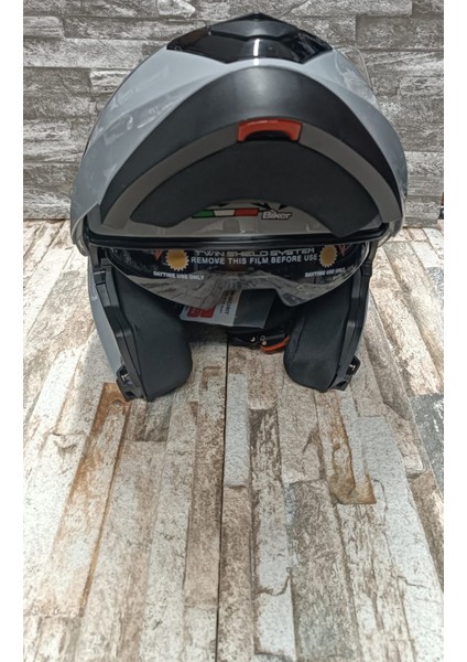 Çene Açılır Vizörlü Kask Gri