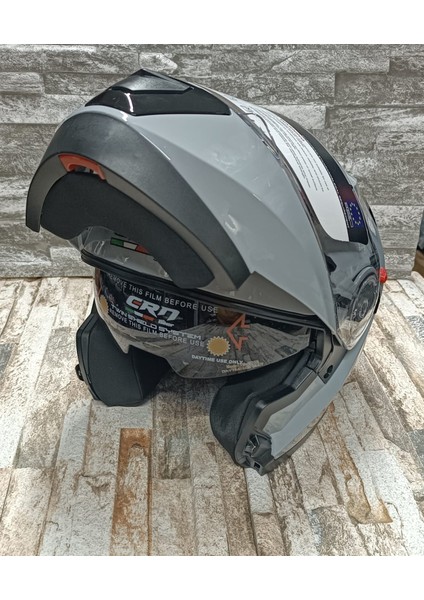 Çene Açılır Vizörlü Kask Gri