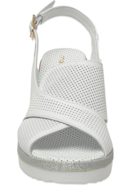 D25YS-2640Z Dolgu Topuklu Beyaz Kadın Sandalet modelleri