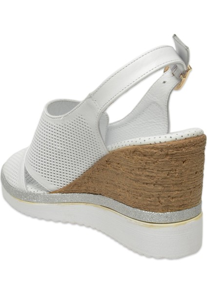 D25YS-2640Z Dolgu Topuklu Beyaz Kadın Sandalet fırsatları