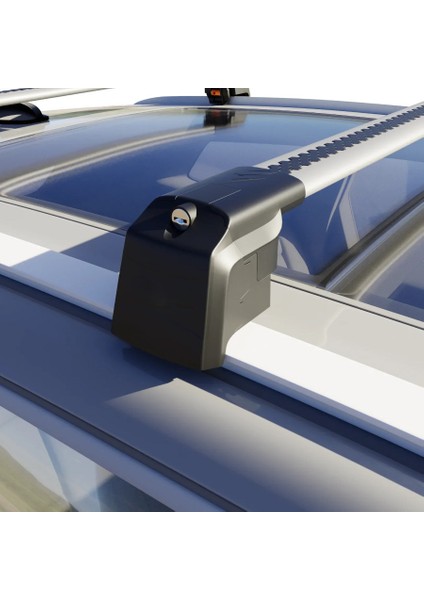 Dacia Lodgy Mpv (2012-2022) Için Kilitlenebilir Araca Özel Portbagaj Barları - Ara Atkı/tavan Taşıma Barları 2li Set (Gri)