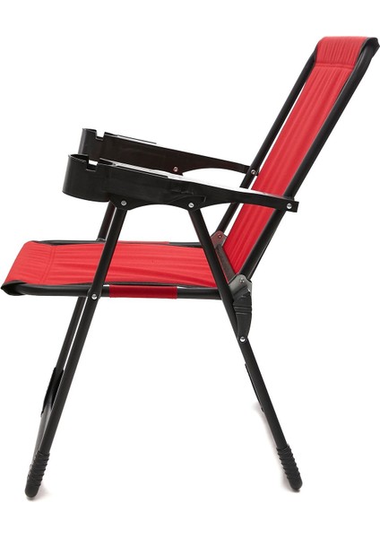 Silva 3 Adet Kamp Sandalyesi Bardaklıklı Lüks Piknik Sandalye Kırmızı modelleri