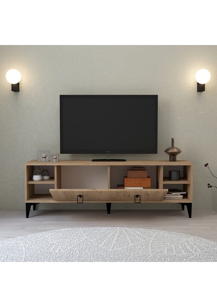 3507 Deren Tv Ünitesi 150 cm Raflı Kapaklı Sepet