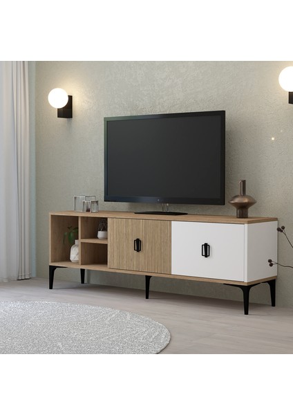 3506 Era Tv Ünitesi 150 cm Kapaklı Raflı Sepet - Yunus - Beyaz fiyatları