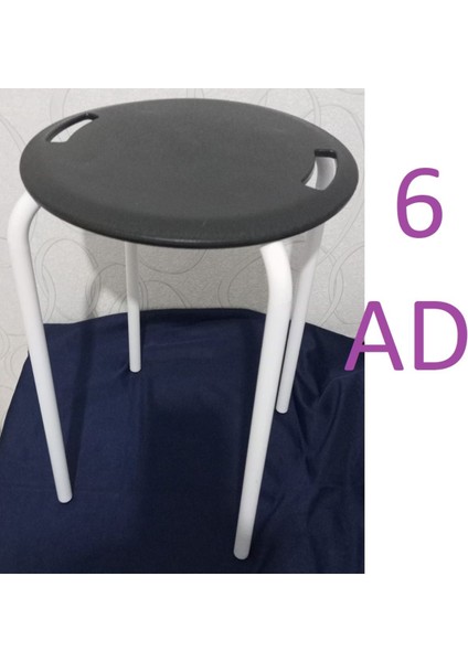 6 Adet Metal Tabure Balkon Mutfak Ofis (Üst Oturum Plastik -Ayaklar Metal) 32 X 47 Cm 6646