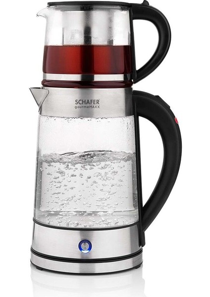 Gourmemaxx Cam Çay Makinesi Kettle 4 Parça Şeffaf