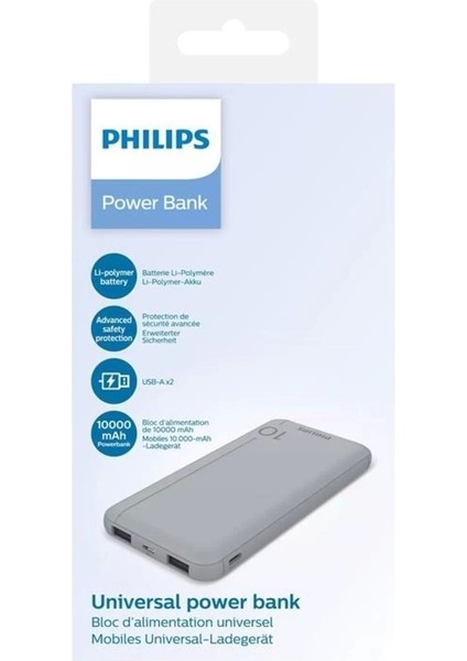 Ontech - DLP1810CV 10.000 Mah Powerbank 2xusb-A 2.1A Usb-C Çıkış Gümüş