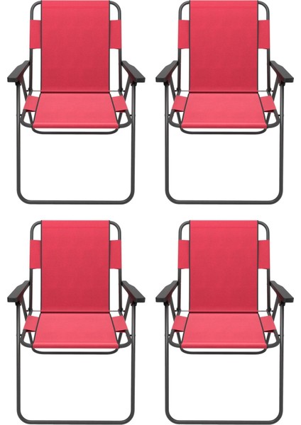 Kırmızı Kamp Sandalyesi 4 Adet