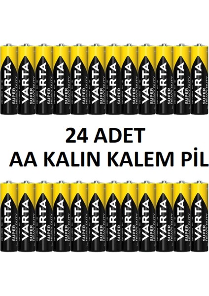 Aa Kalem Pil 24'lü | Süper Güçlü | Uzun Ömürlü Çinko Karbon | Ekonomik Paket