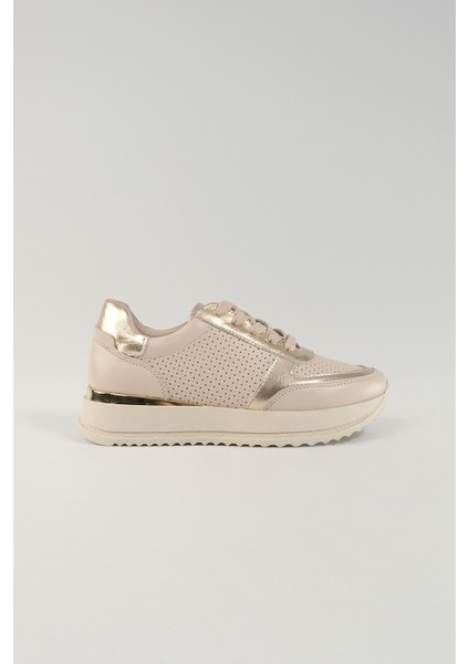 Sabine Bej Deri Kadın Sneakers, Deri, Günlük Ayakkabı, Spor Ayakkabı 25082