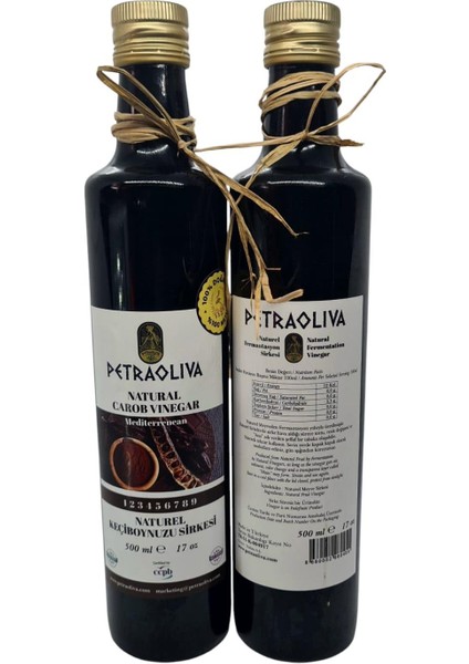 Doğal Keçiboynuzu ve Karaincir Sirkesi 2 Adet x 500ml