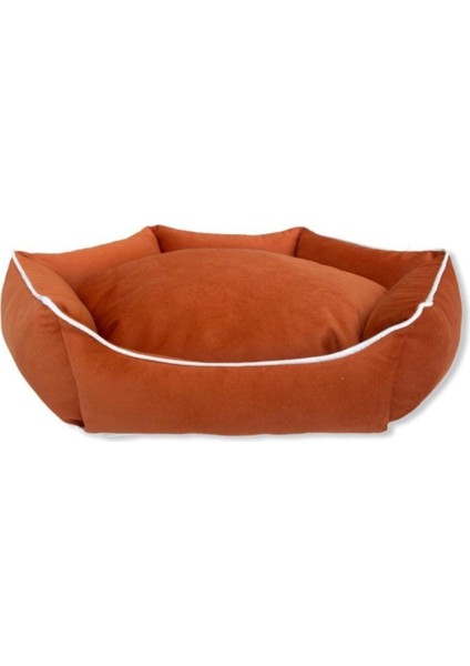 Luxury Yıkanabilir Fermuarlı Tay Tüyü Köpek Yatagı 70X70 cm Turuncu 1 Adet